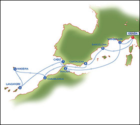 Canary Islands cruise route map