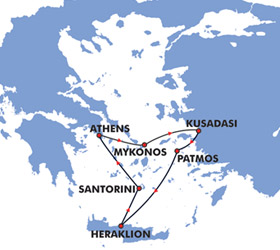 Iconic Aegean (3 Day) cruise route map