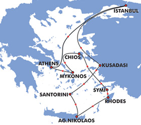Iconic Aegean (7 Day) cruise route map